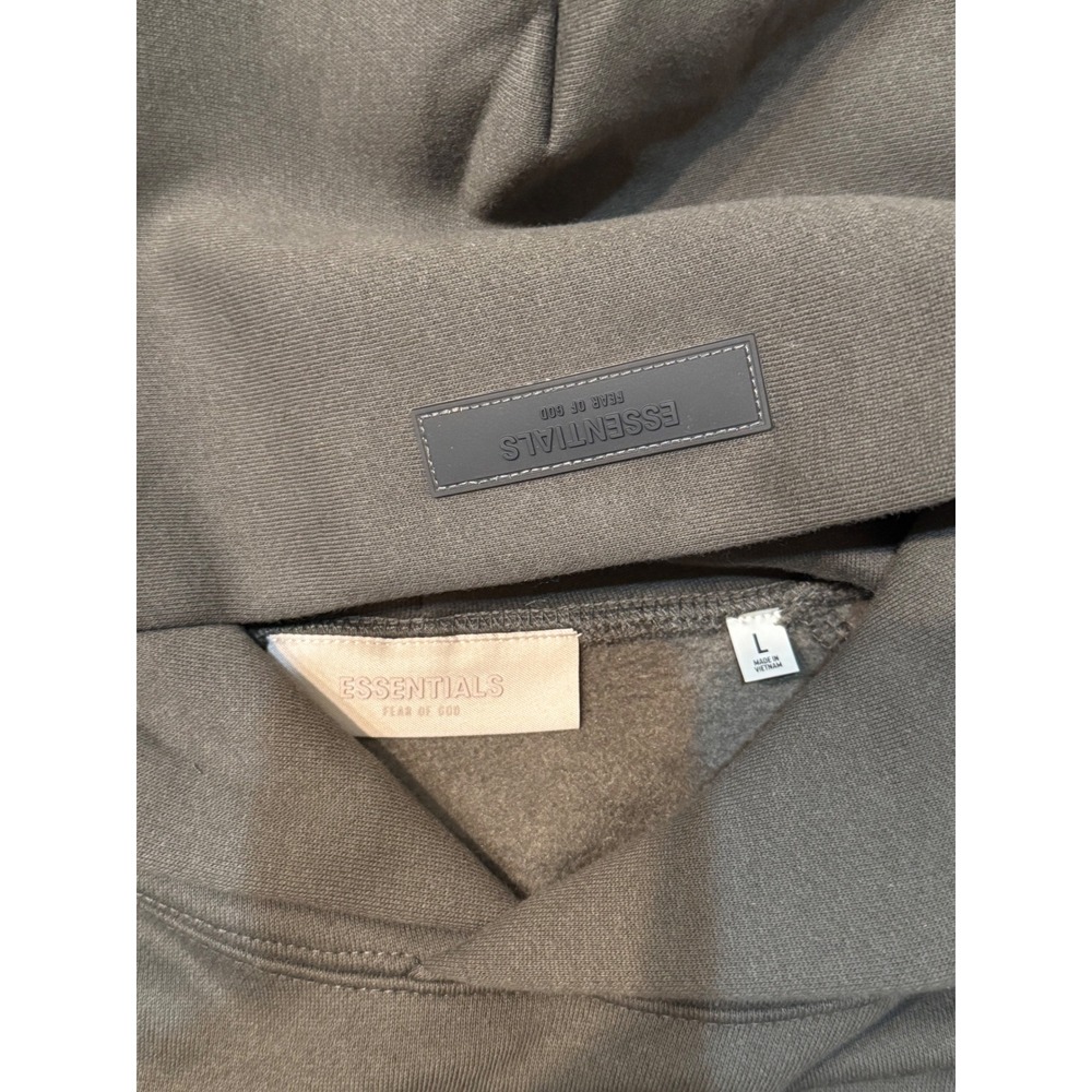 FEAR OF GOD ESSENTIALS Off Black Hoodie Pullover Large L Fleece - Picture 4 of 7